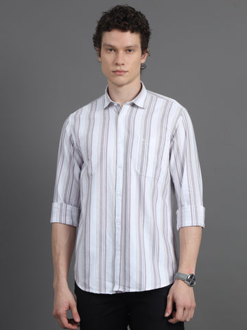 Jaguro Men's Striped Casual Shirt