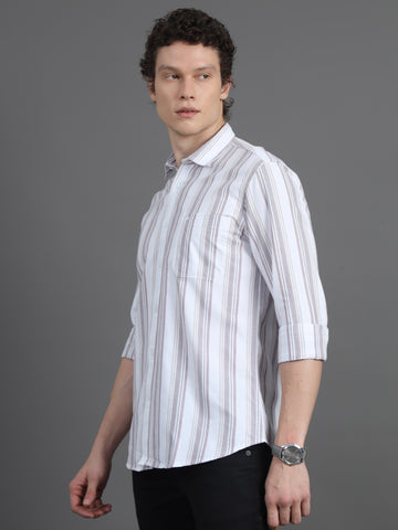 Jaguro Men's Striped Casual Shirt