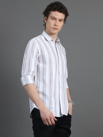 Jaguro Men's Striped Casual Shirt