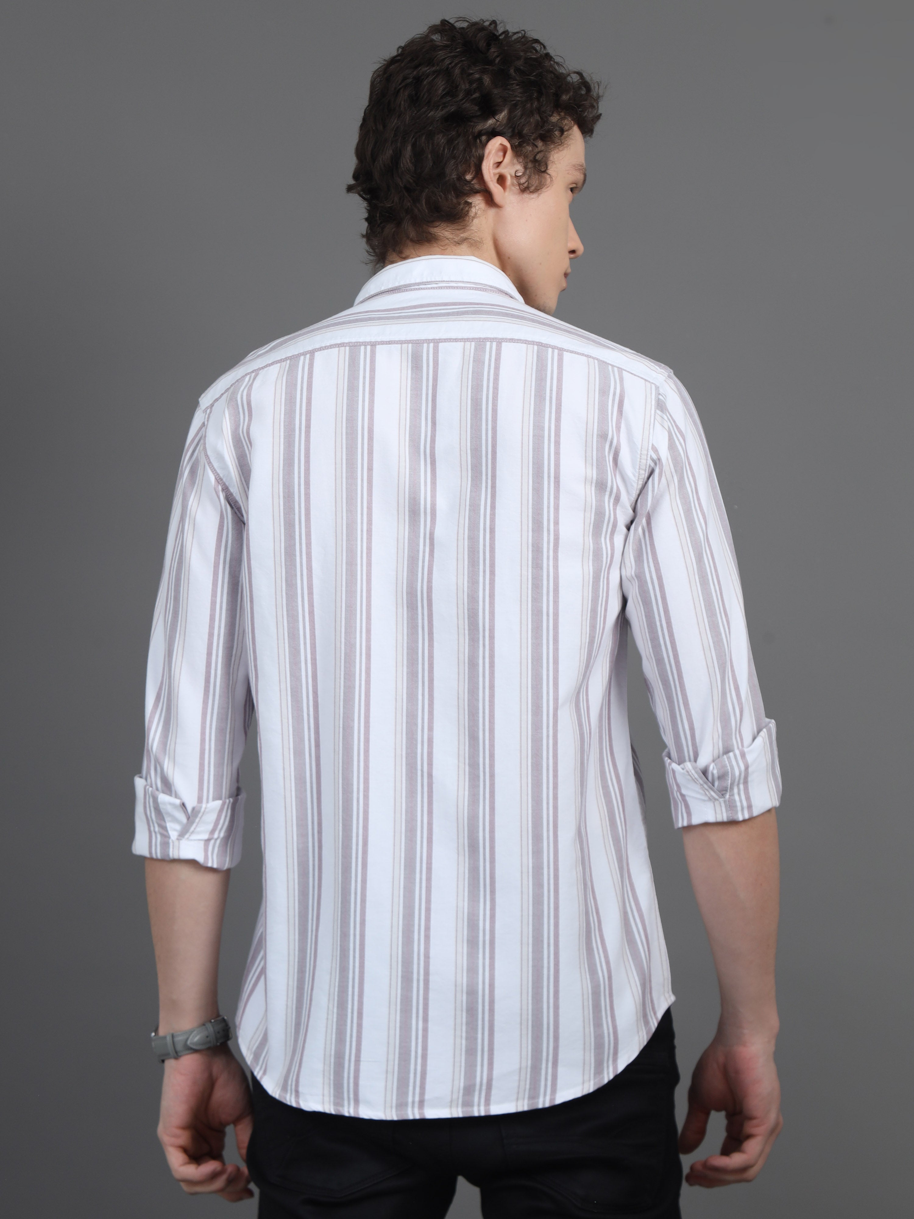 Jaguro Men's Striped Casual Shirt