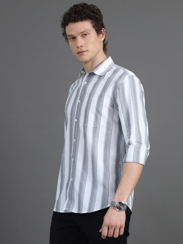 Jaguro Men's Striped Casual Shirt