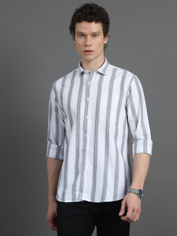 Jaguro Men's Striped Casual Shirt