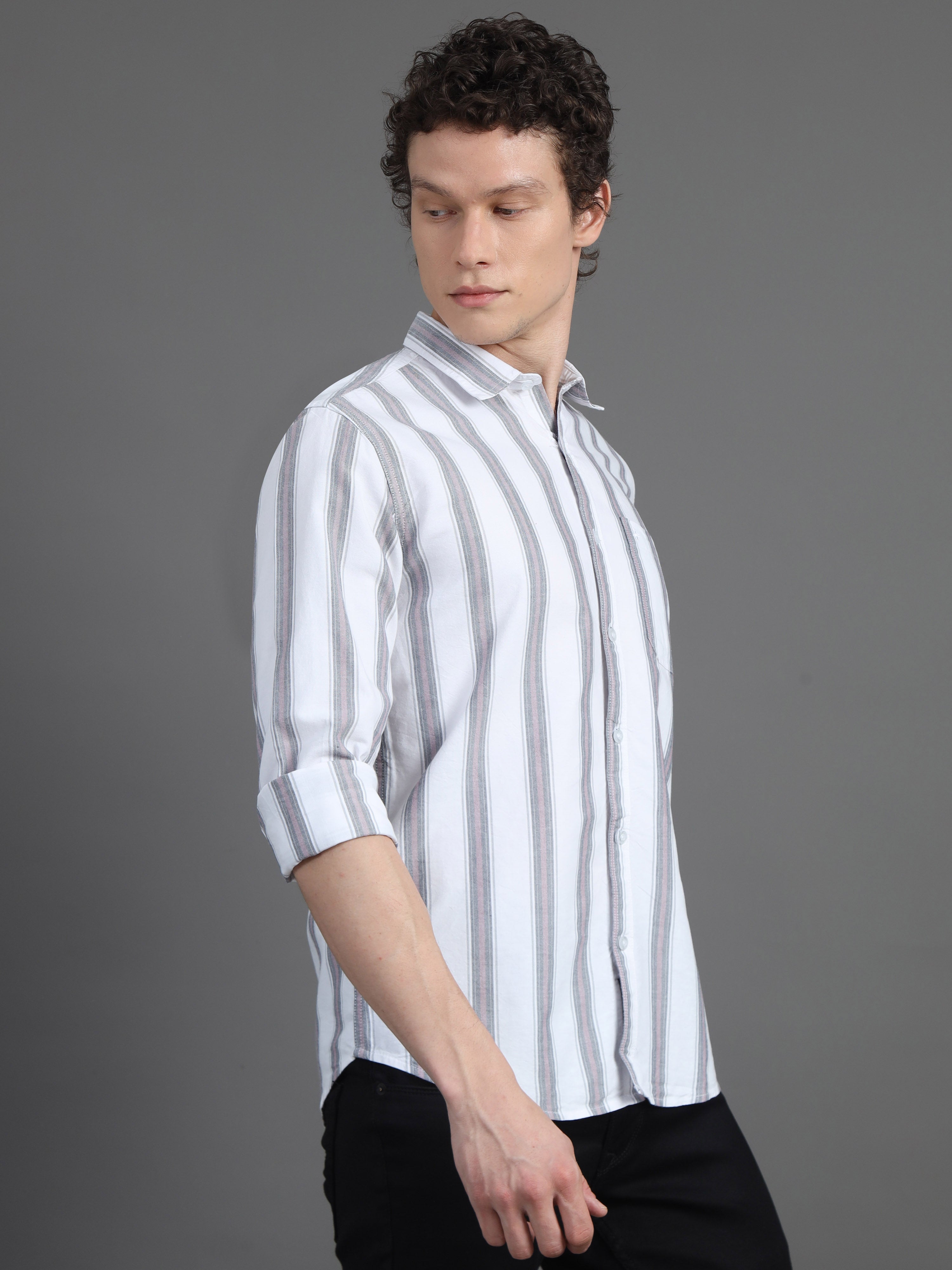 Jaguro Men's Striped Casual Shirt