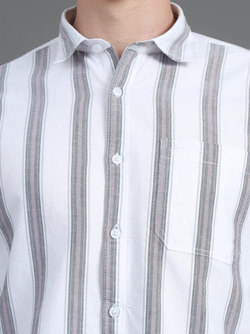 Jaguro Men's Striped Casual Shirt