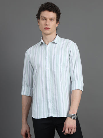 Jaguro Men's Striped Casual Shirt