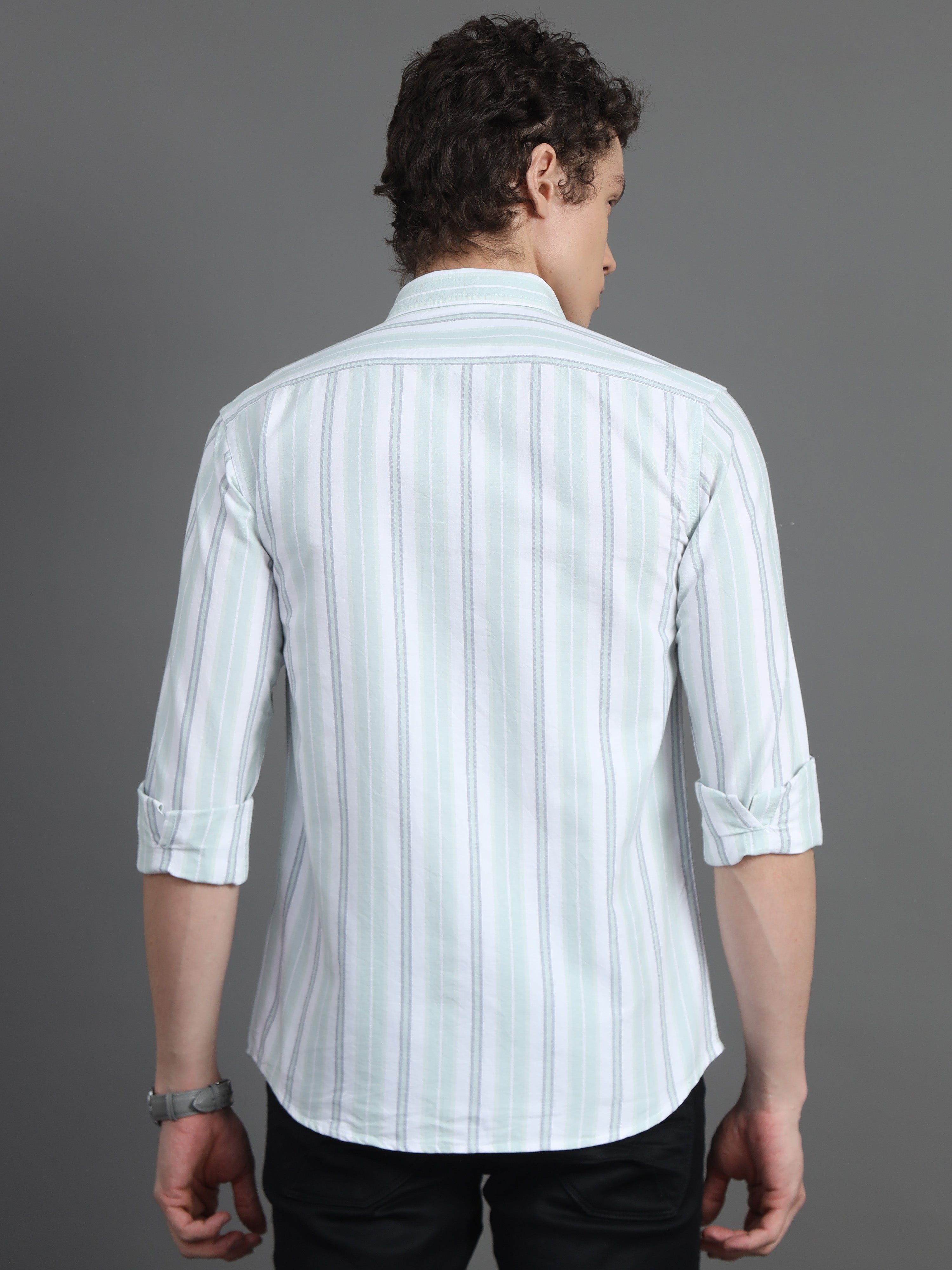 Jaguro Men's Striped Casual Shirt