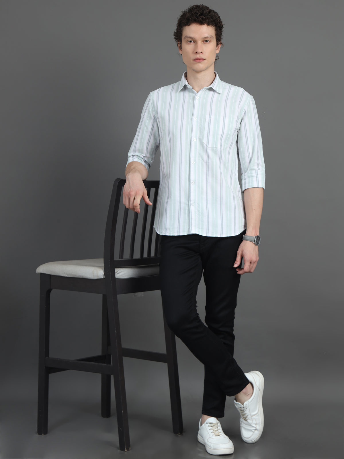 Jaguro Men's Striped Casual Shirt