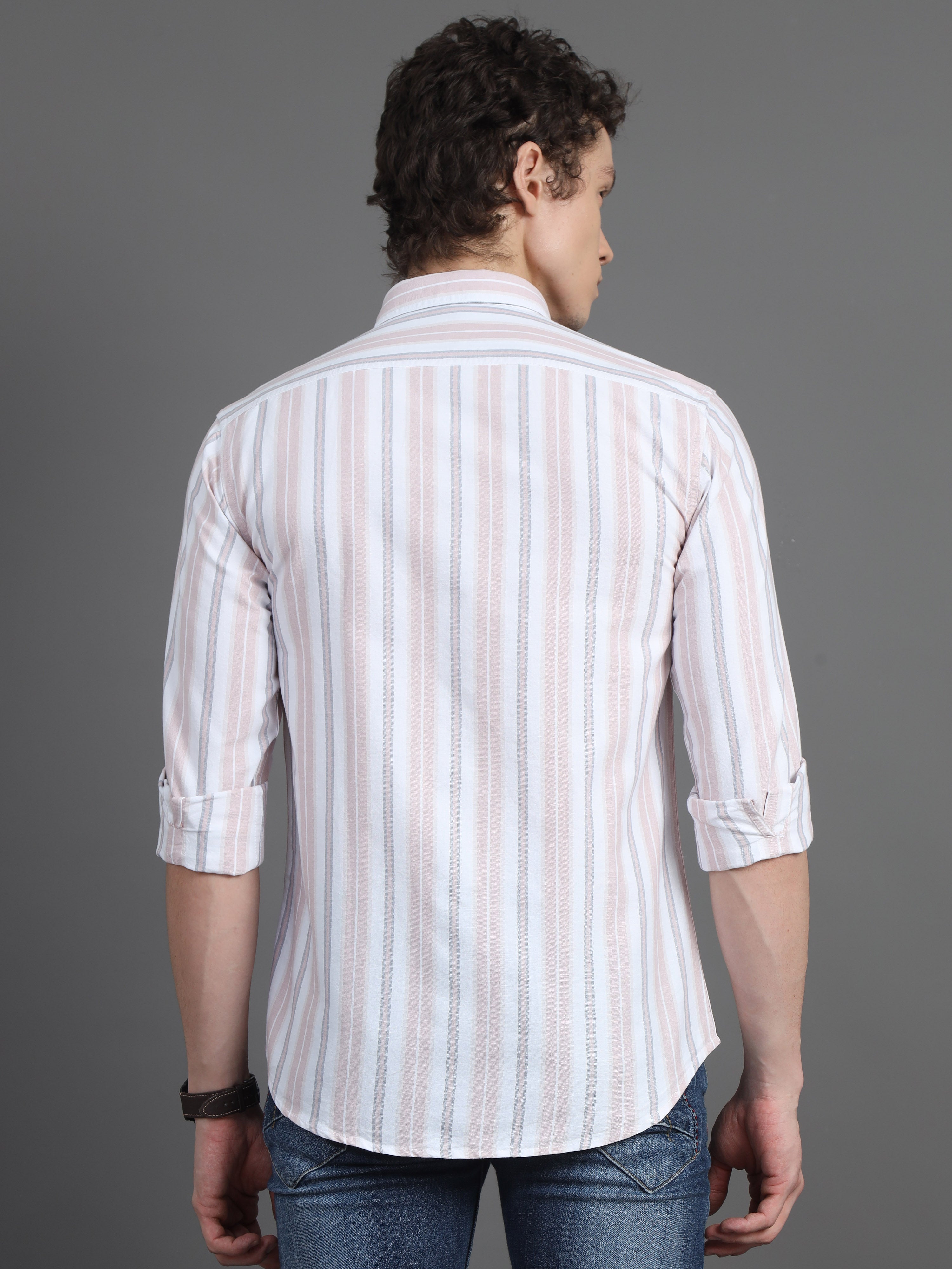 Jaguro Men's Striped Casual Shirt