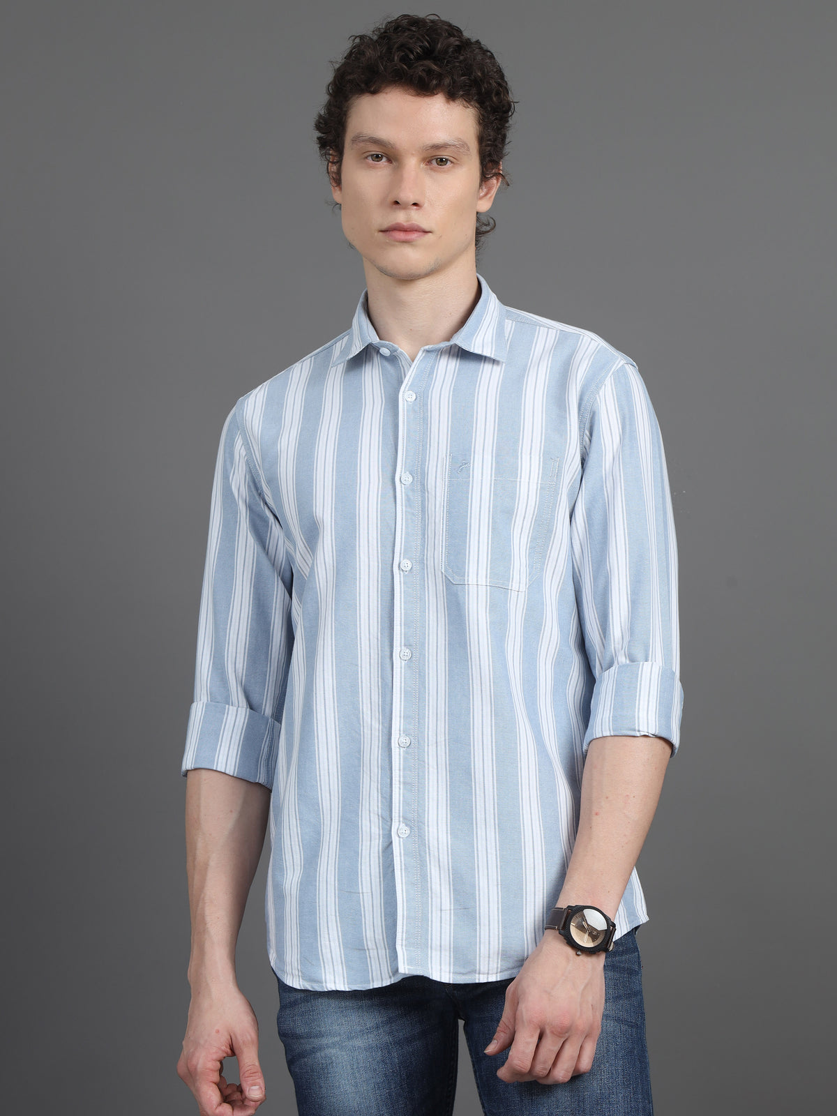 Jaguro Men's Striped Casual Shirt