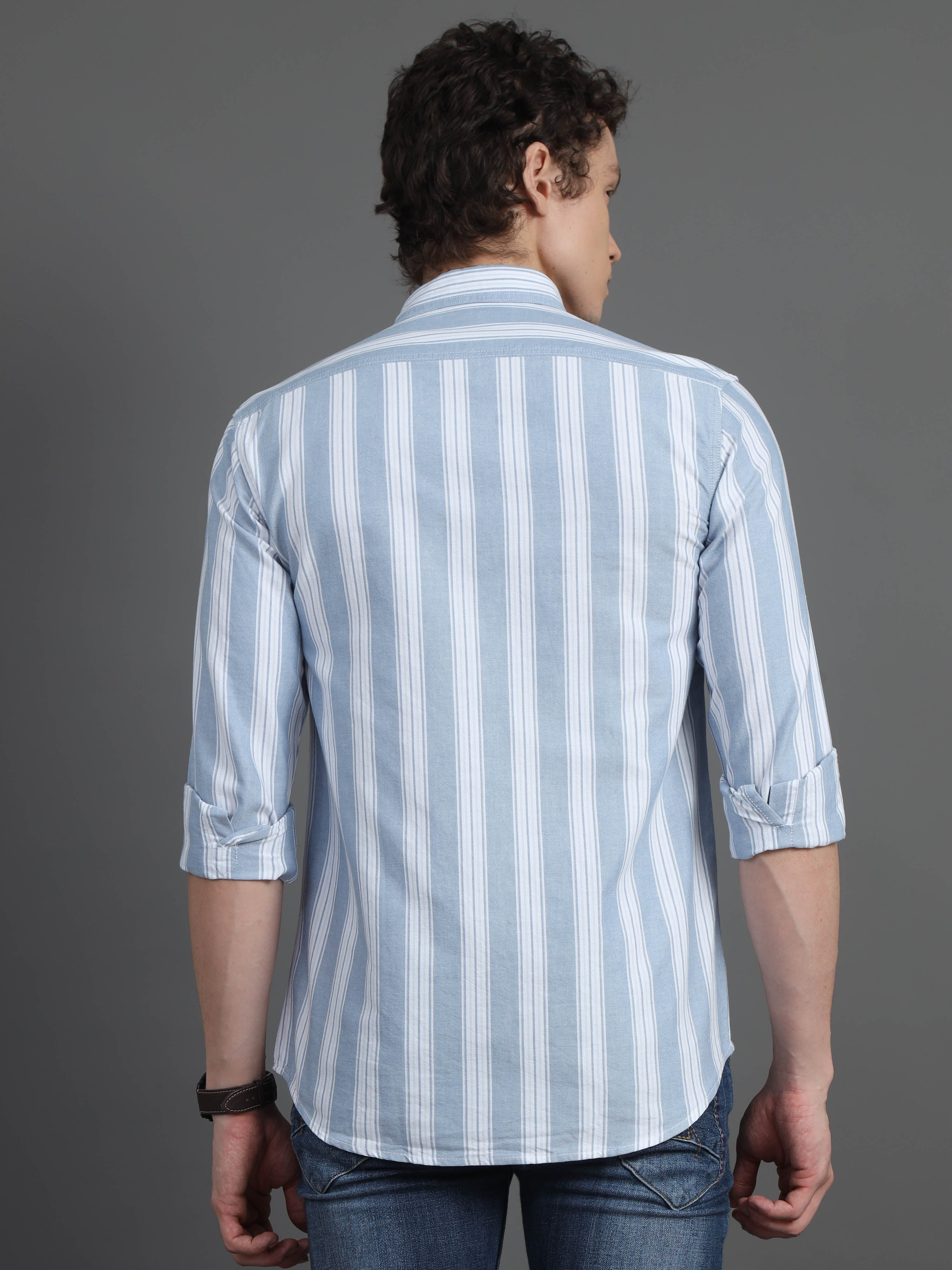 Jaguro Men's Striped Casual Shirt