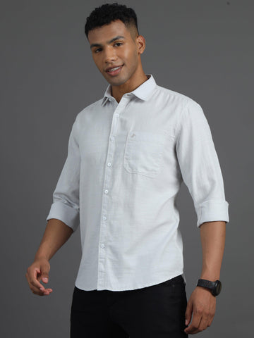 Jaguro Men's Casual Solid L-Grey Shirt