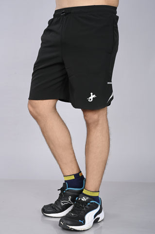 JAGURO Black Polyester Fit Type Active wear Shorts