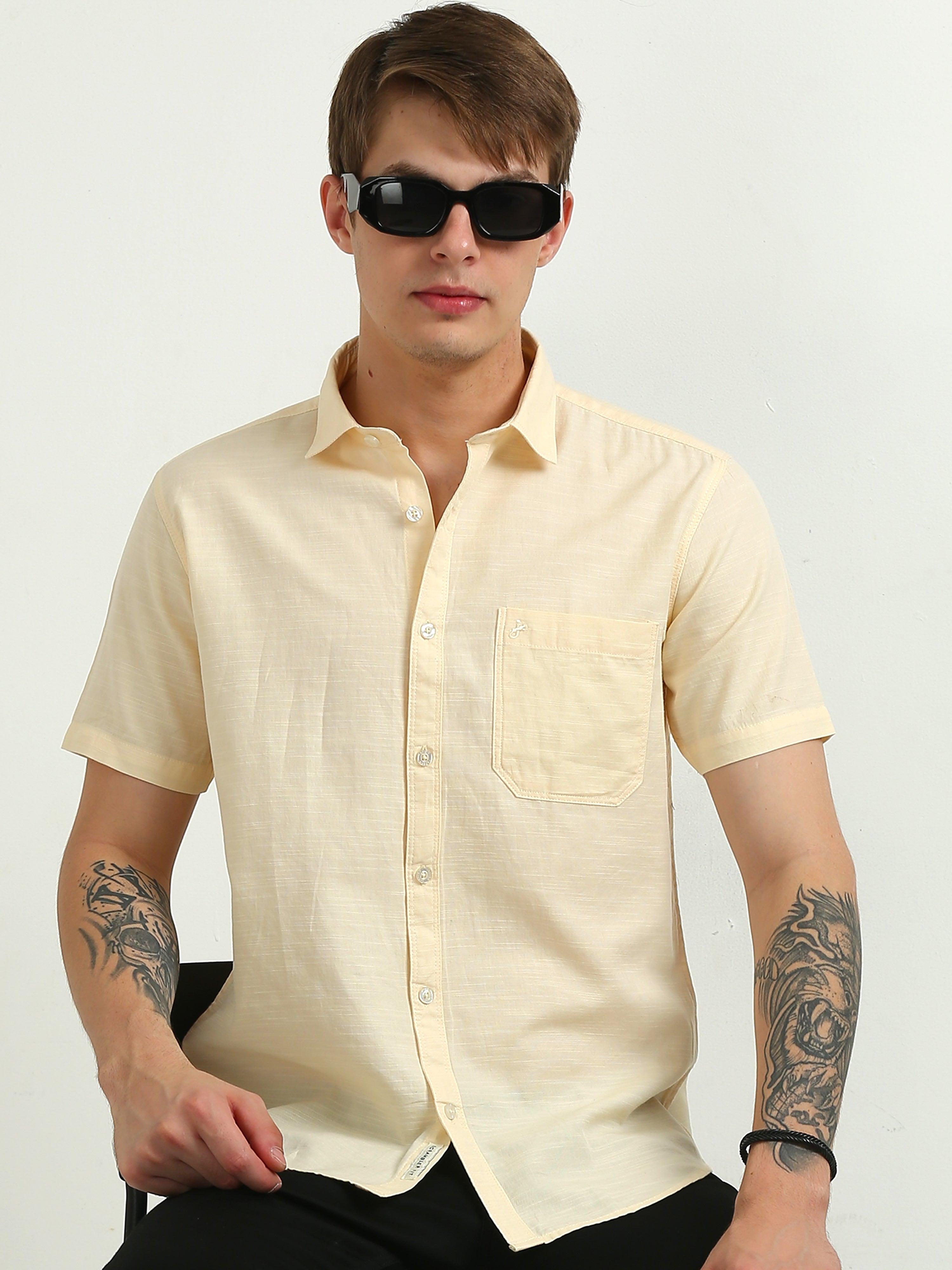 JAGURO LEMAN-YELLOW HALF SLEEVE SHIRT