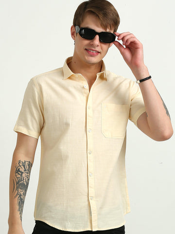 JAGURO LEMAN-YELLOW HALF SLEEVE SHIRT