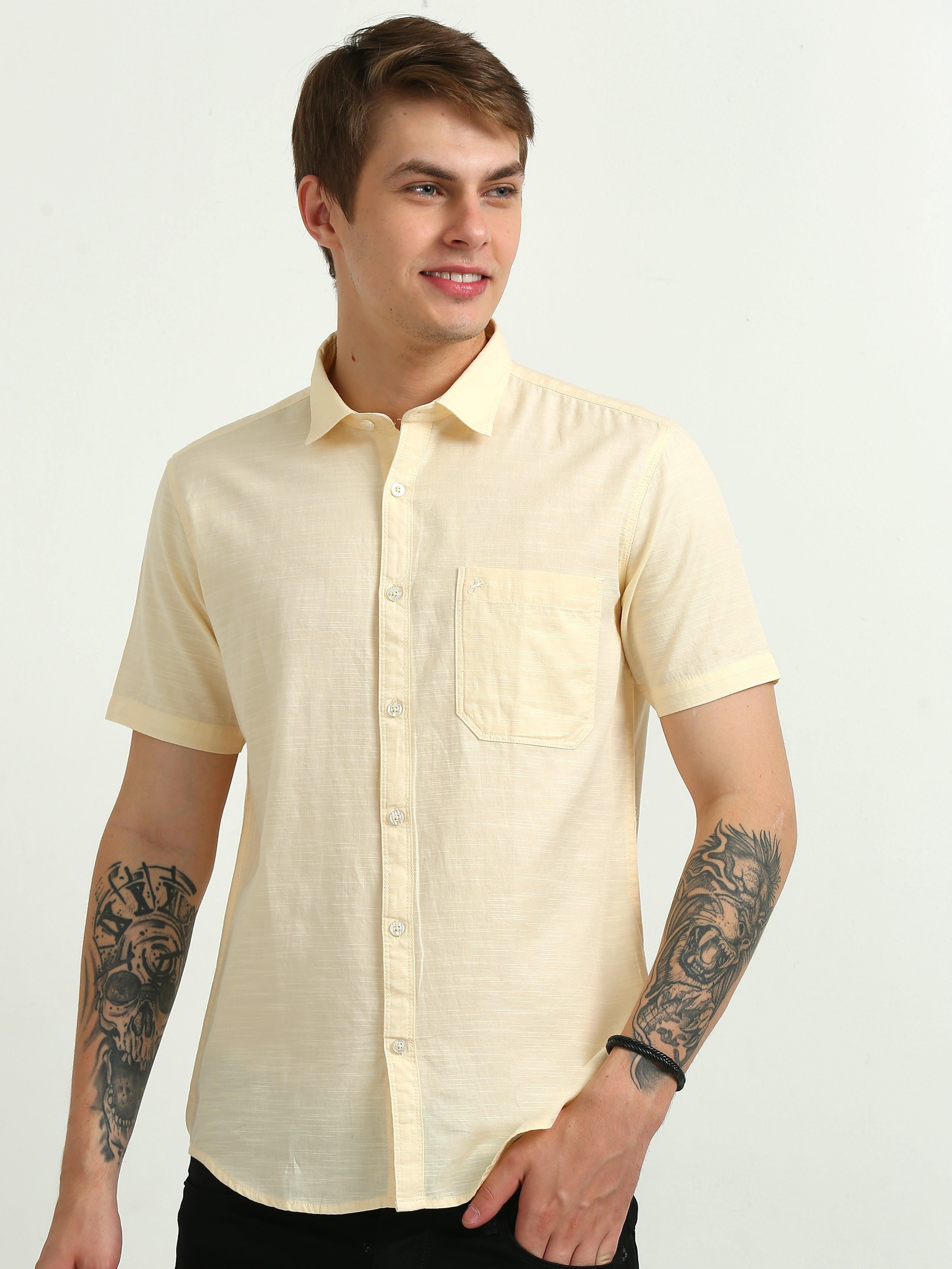 JAGURO LEMAN-YELLOW HALF SLEEVE SHIRT