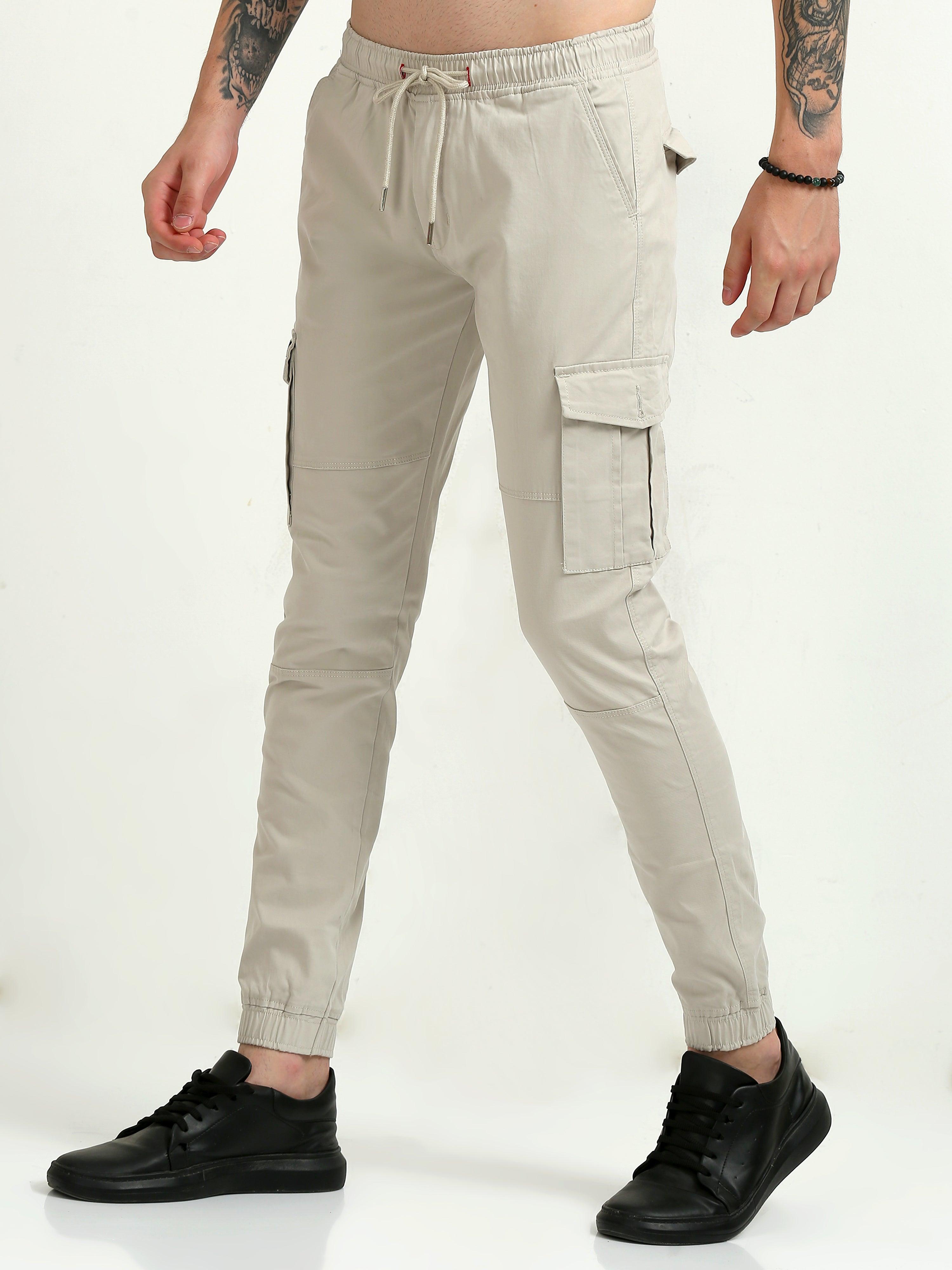 Jaguro Men's Beige Cargo Pant