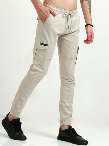 Jaguro Men's Beige Cargo Pant