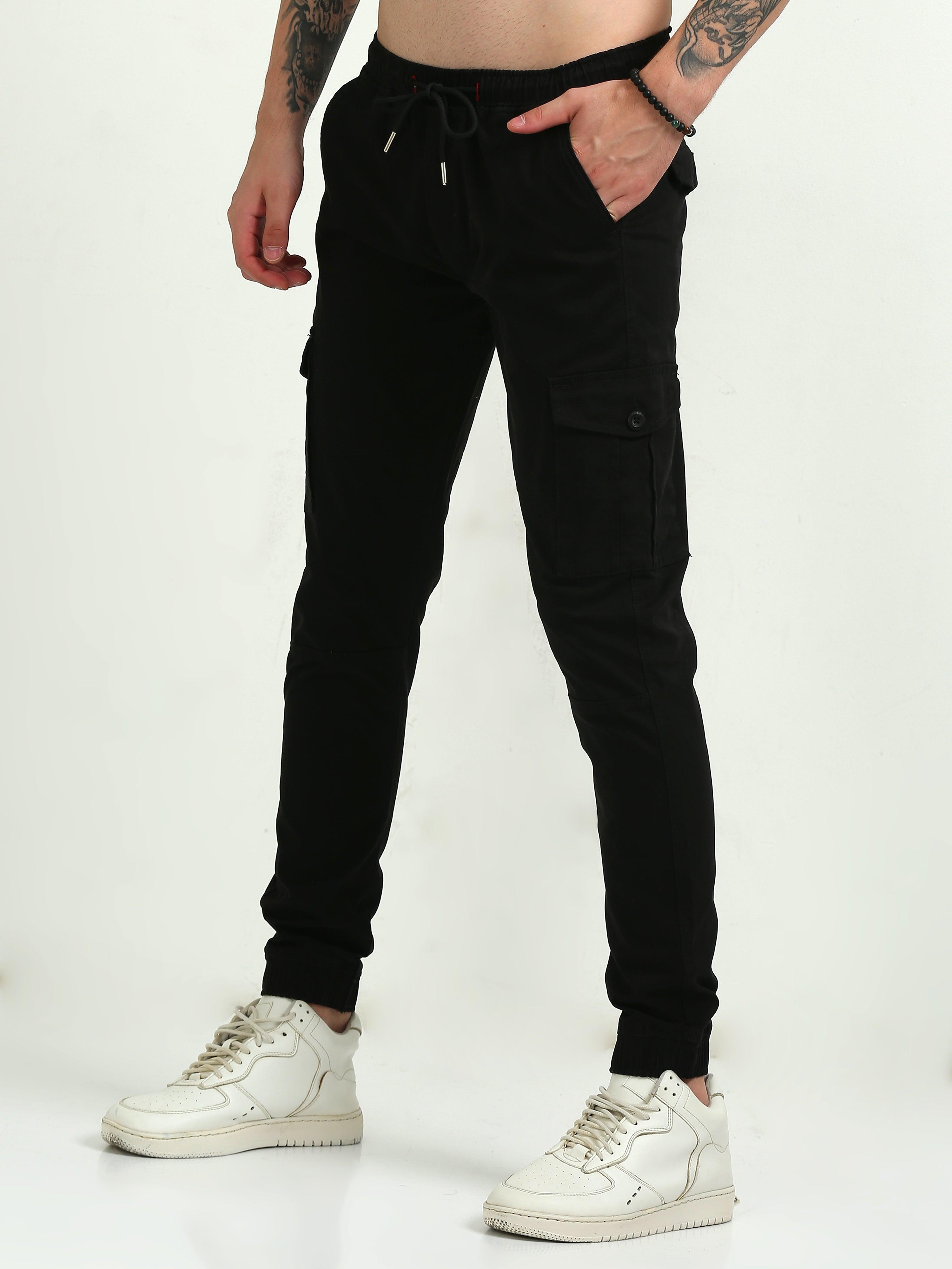 Jaguro Men's Black Cargo Pant