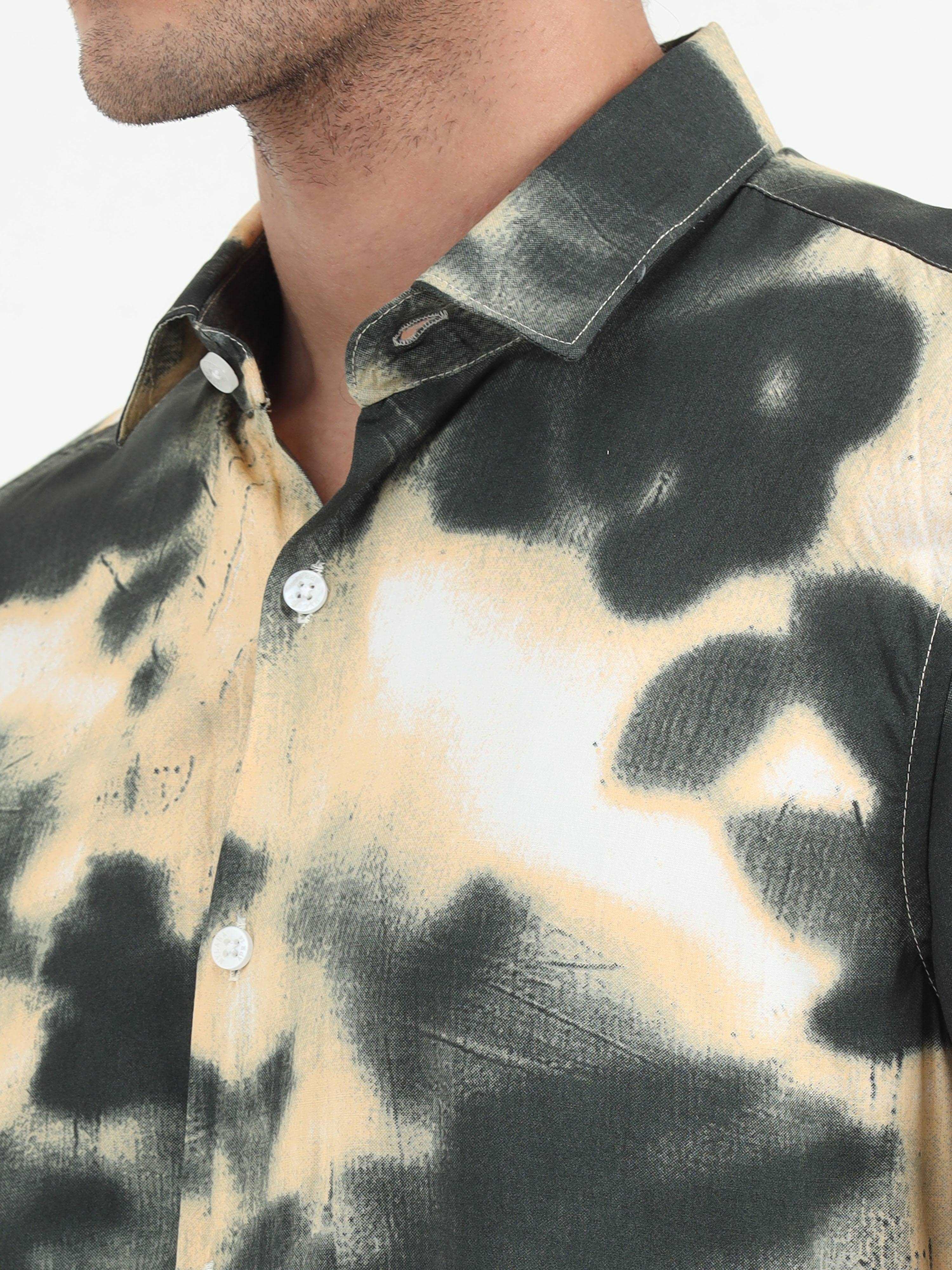 JAGURO BLACK PRINTED HALF SLEEVE SHIRT