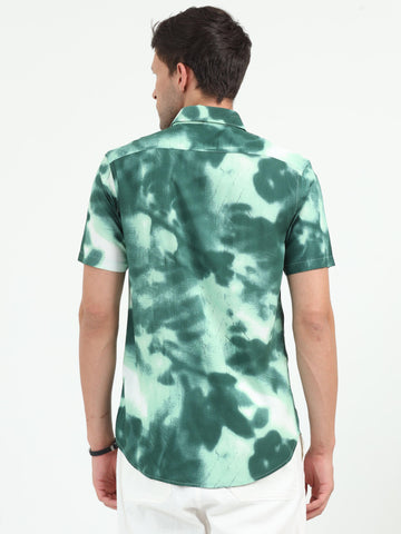 JAGURO GREEN PRINTED HALF SLEEVE SHIRT