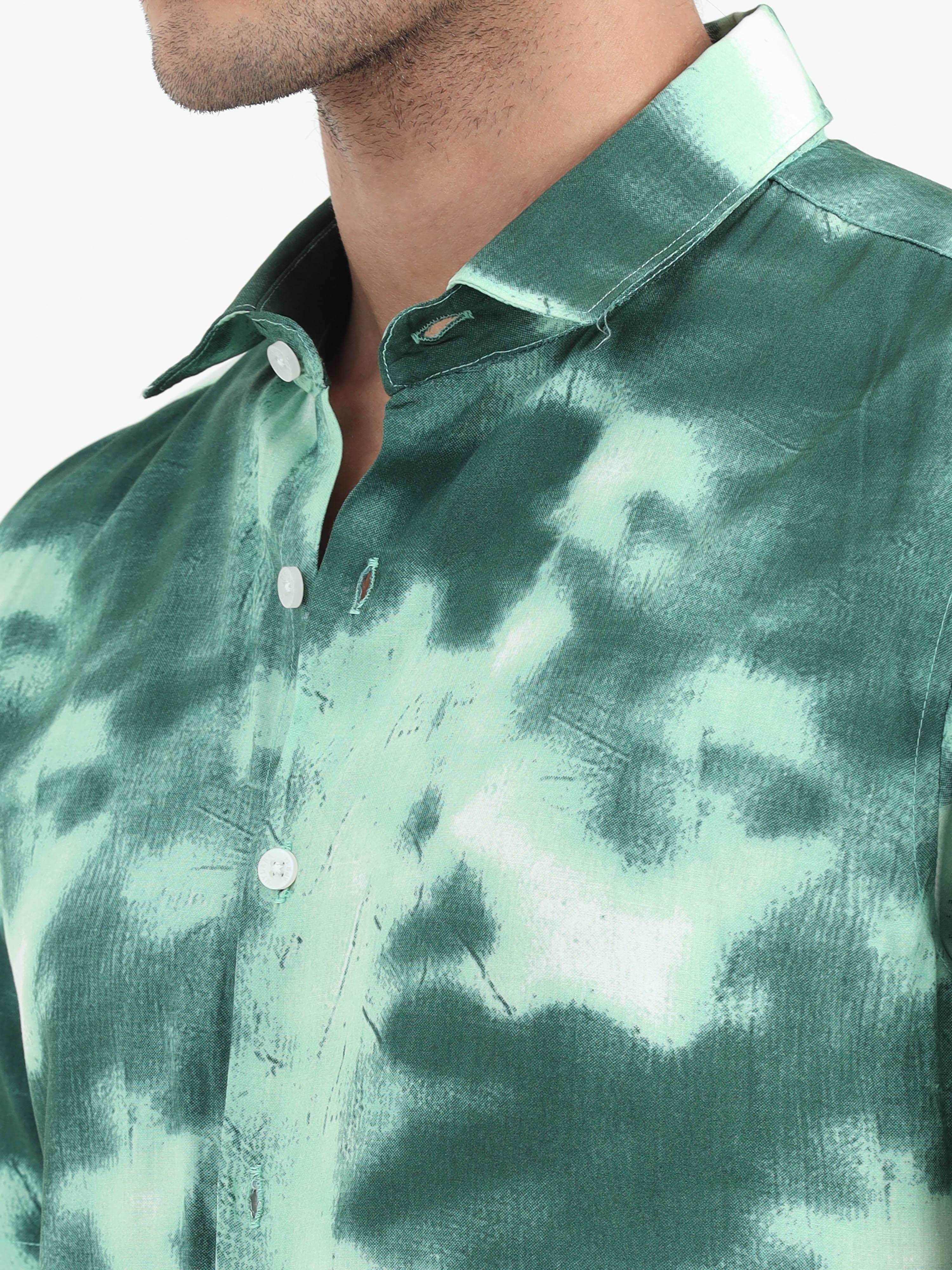 JAGURO GREEN PRINTED HALF SLEEVE SHIRT