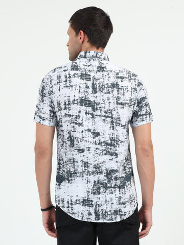 JAGURO WH-BLACK PRINTED HALF SLEEVE SHIRT