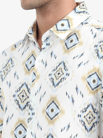 JAGURO BLACK-WHITE PRINTED HALF SLEEVE SHIRT