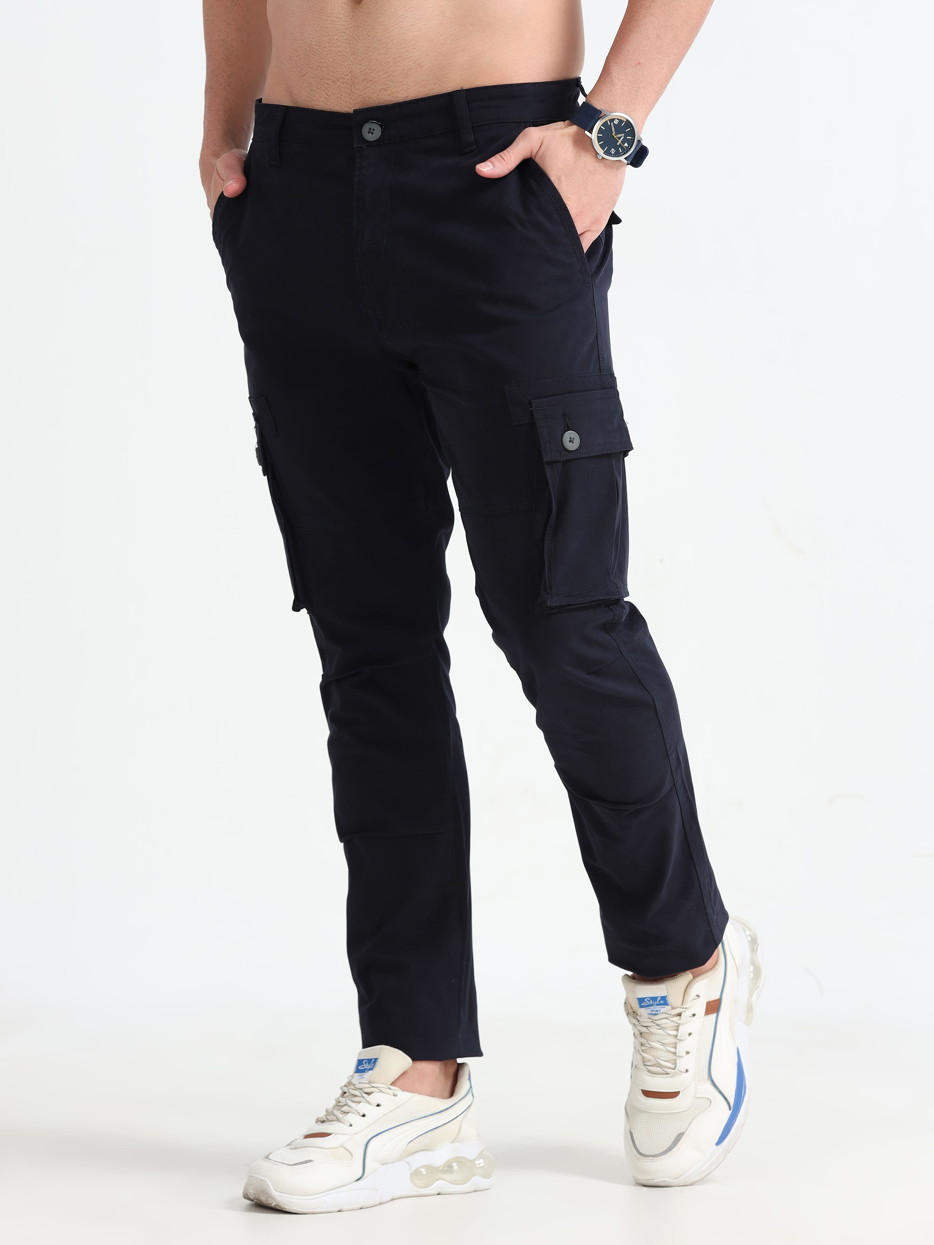 Jaguro Menswear Black Cargo Pants