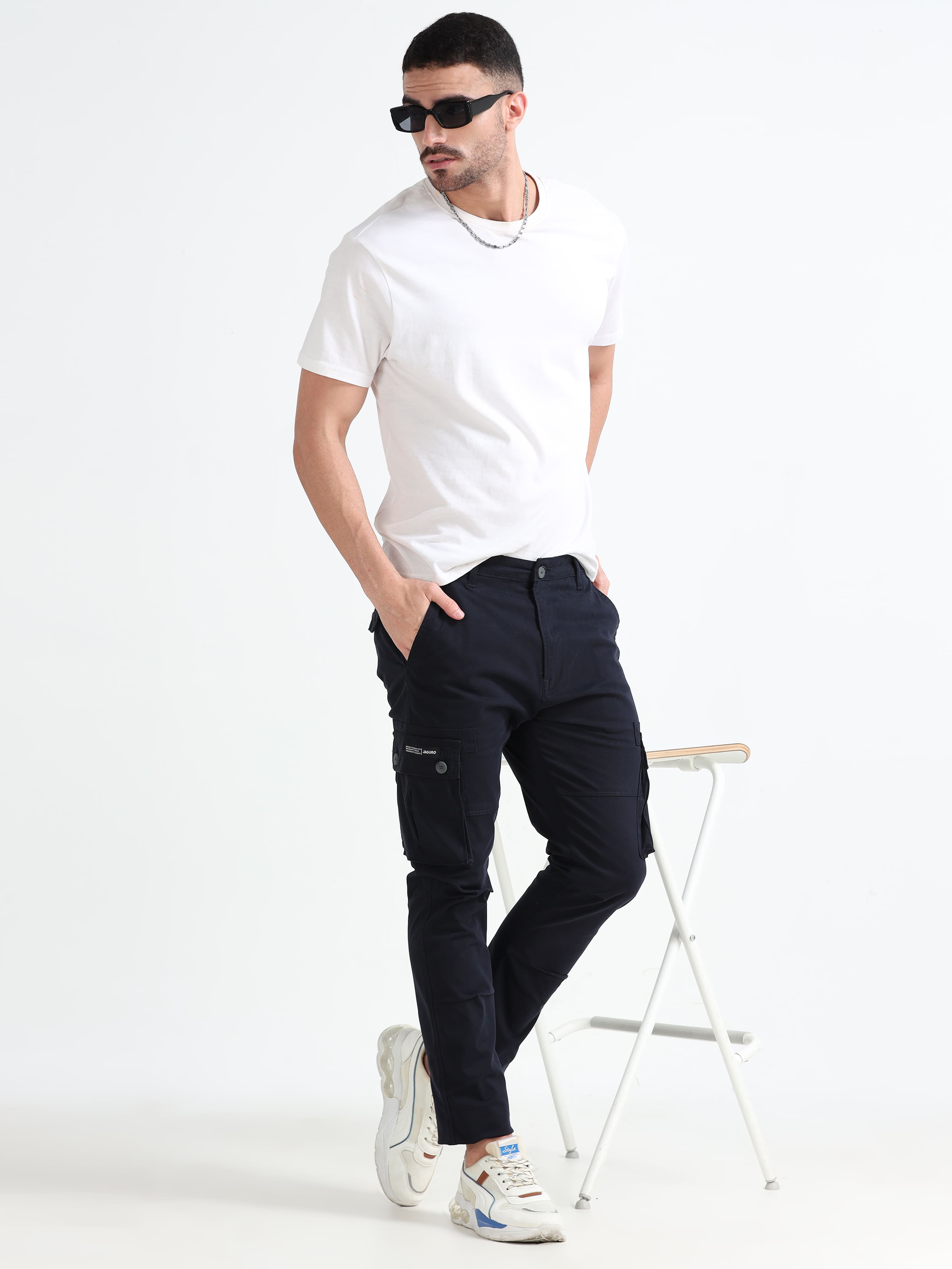 Jaguro Menswear Black Cargo Pants