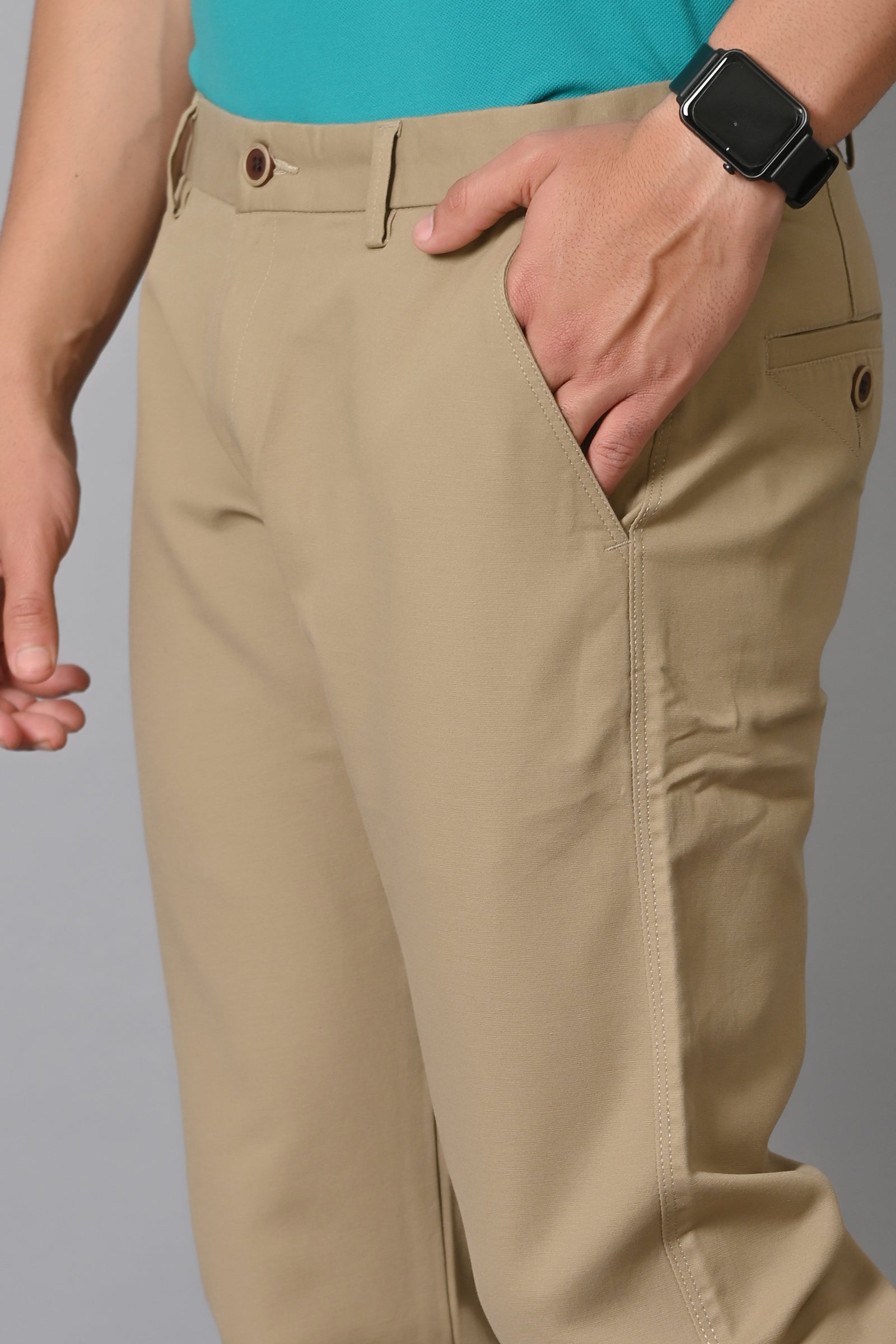 Jaguro Men's Bottomwear Trouser Chinos Light Grey