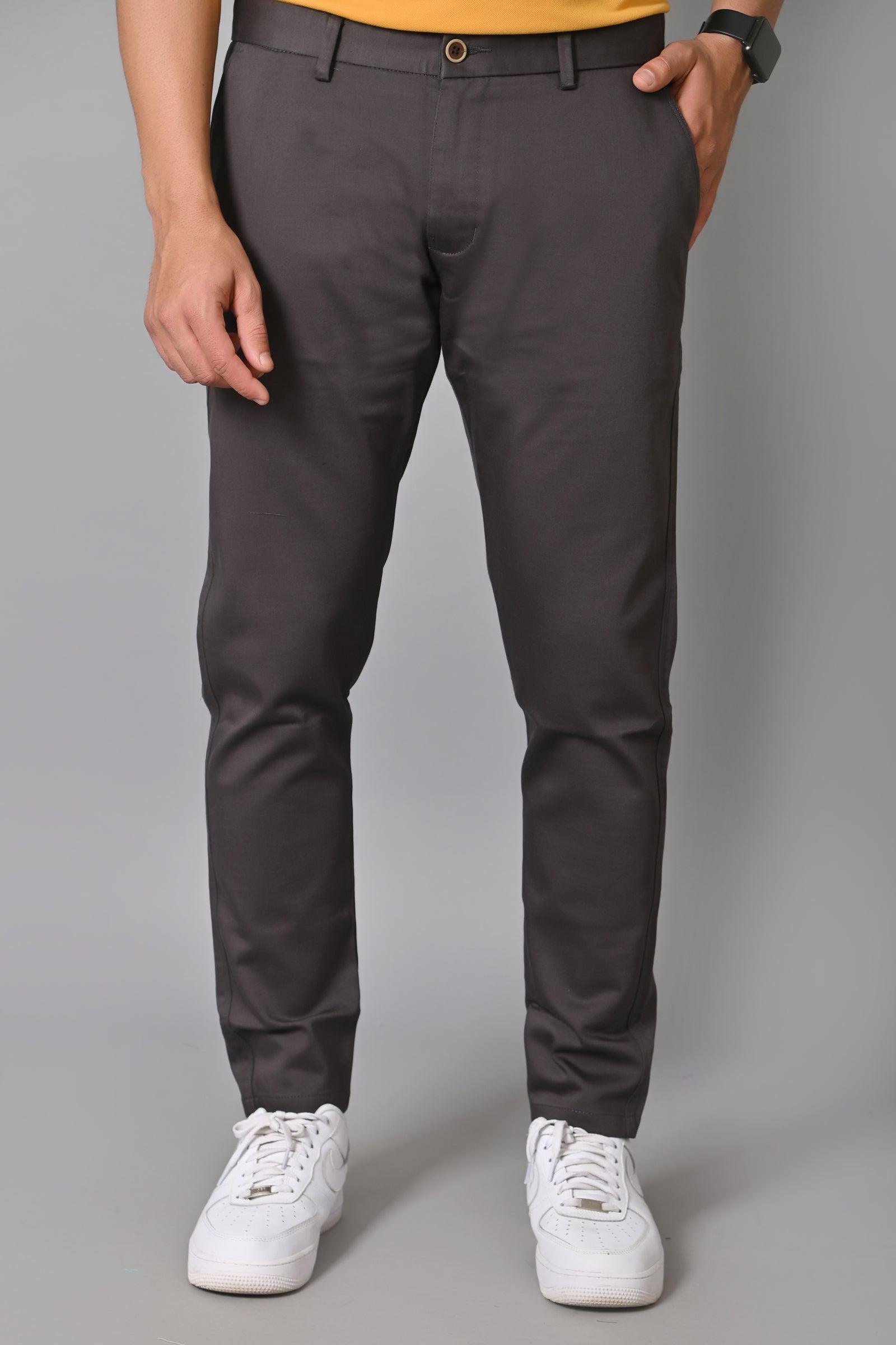 Jaguro Men's Bottomwear Trouser Chinos DARK GREY