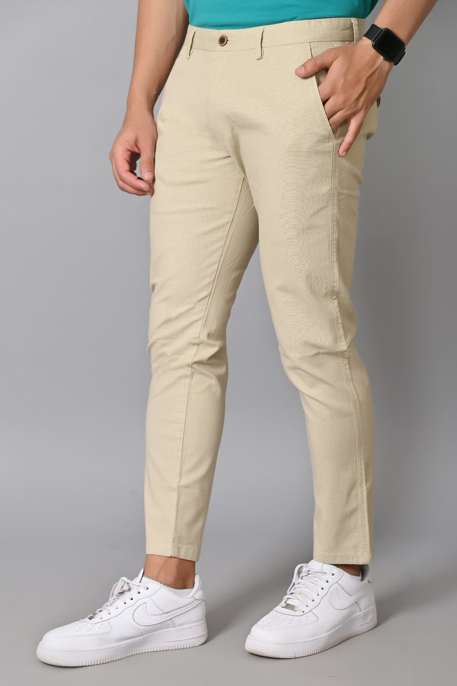 Jaguro Men's Bottomwear Trouser Chinos Light Grey