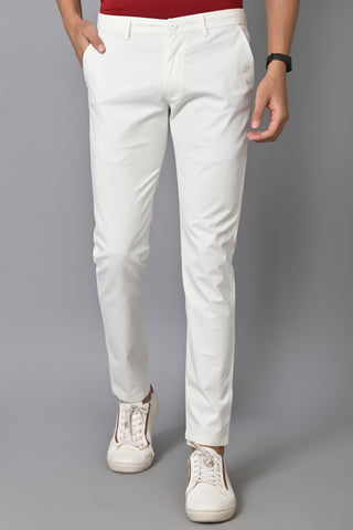 Jaguro Men's Bottomwear Trouser Chinos WHITE