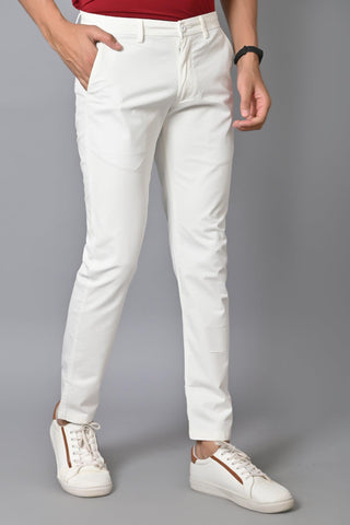 Jaguro Men's Bottomwear Trouser Chinos WHITE