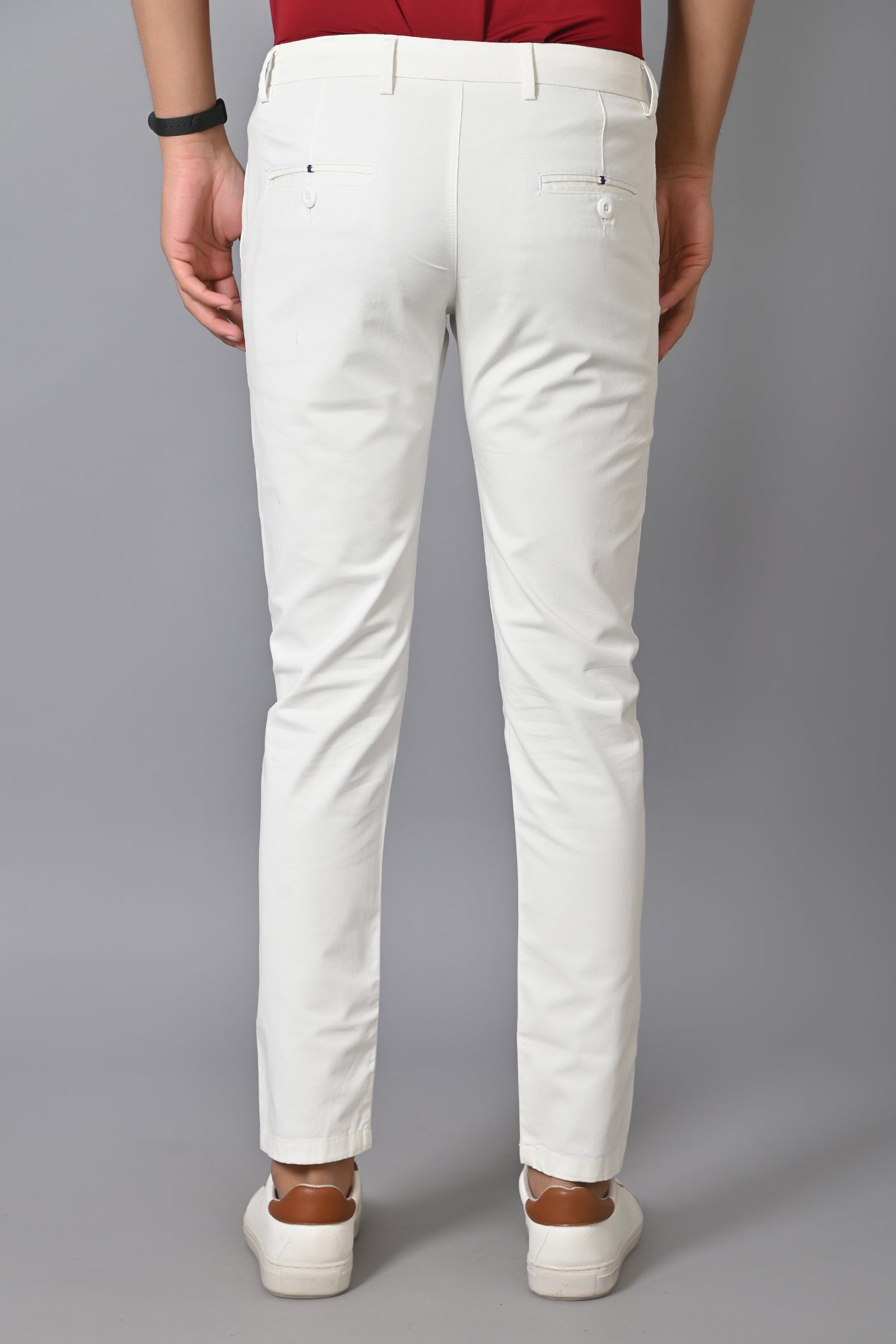 Jaguro Men's Bottomwear Trouser Chinos WHITE