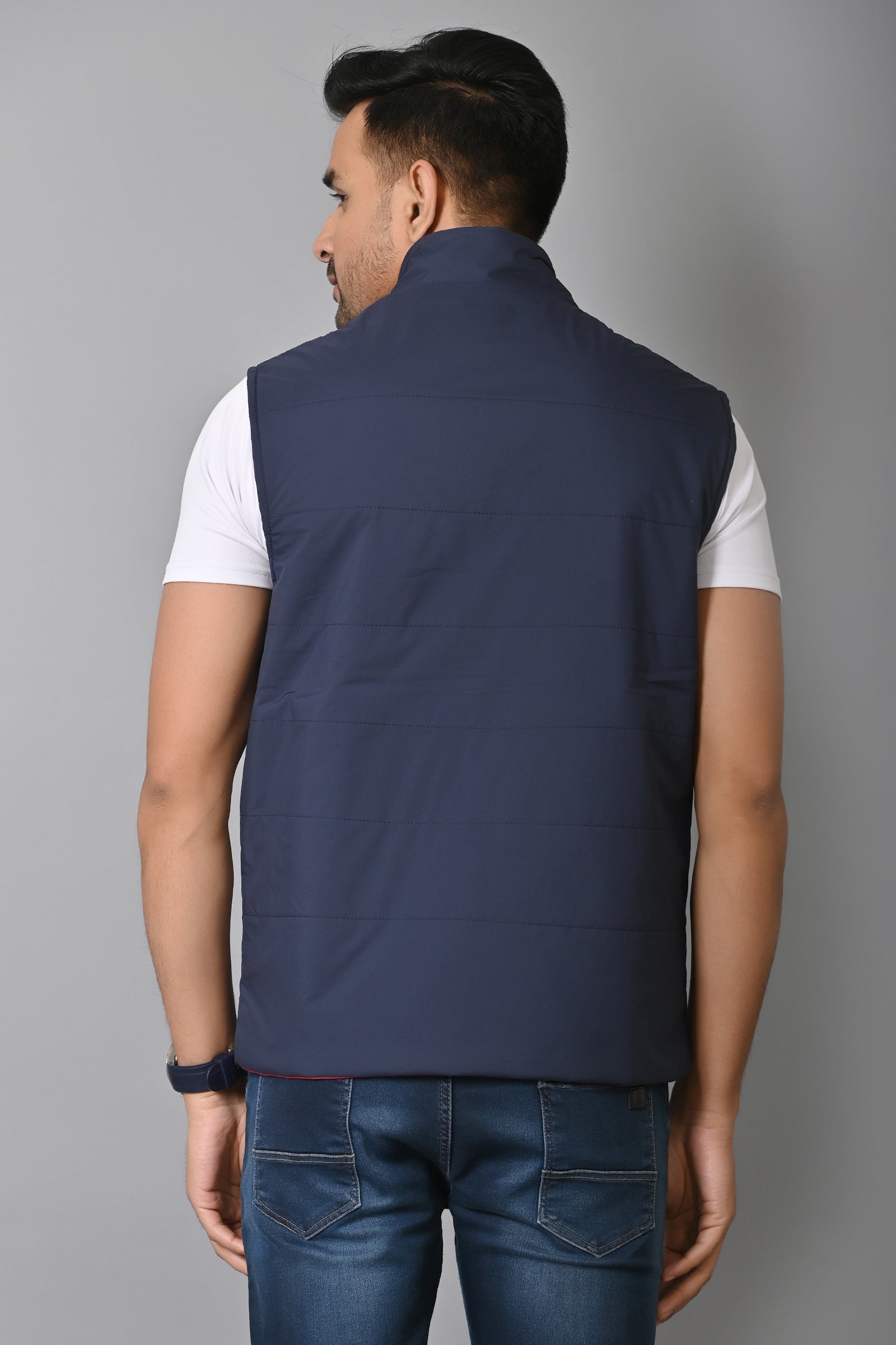 Jaguro Men's Sleeveless Reversible Jacket for winter