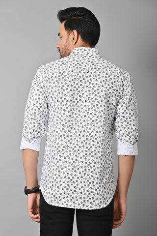 Jaguro Men's Printed Casual Shirt WHITE