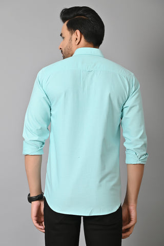 Jaguro Men's Casual Solid Shirt Light Blue