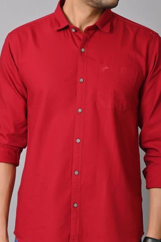 Jaguro Men's Casual Solid Shirt Maroon