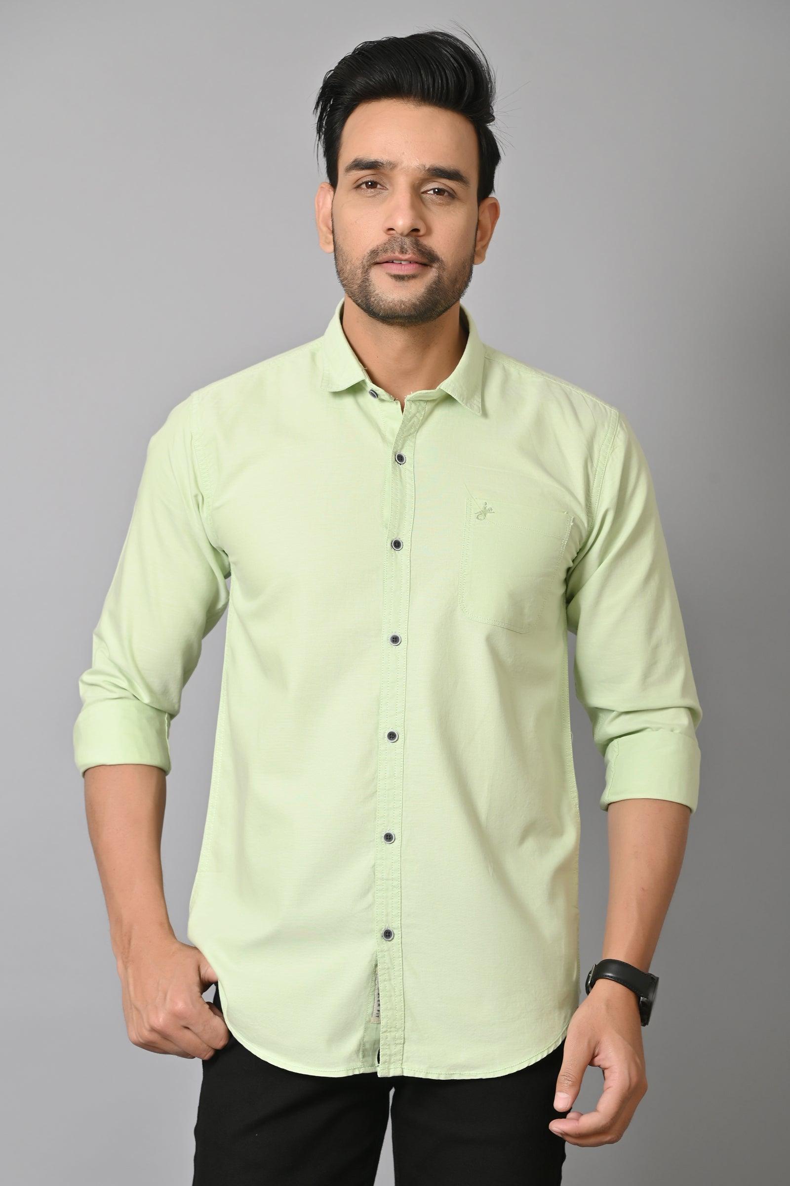 Jaguro Men's Casual Solid Shirt Sea Green