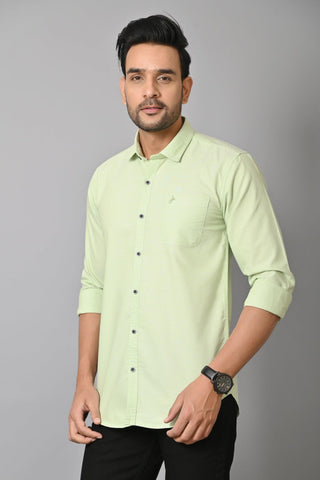 Jaguro Men's Casual Solid Shirt Sea Green