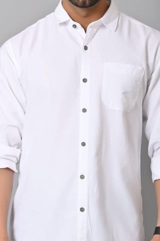 Jaguro Men's Casual Solid Shirt WHITE