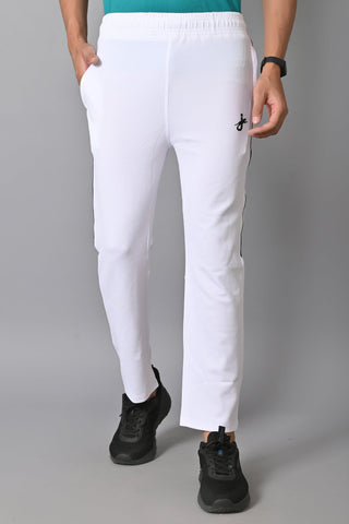 JAGURO Men's Solid Trackpant WHITE