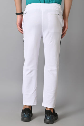 JAGURO Men's Solid Trackpant WHITE