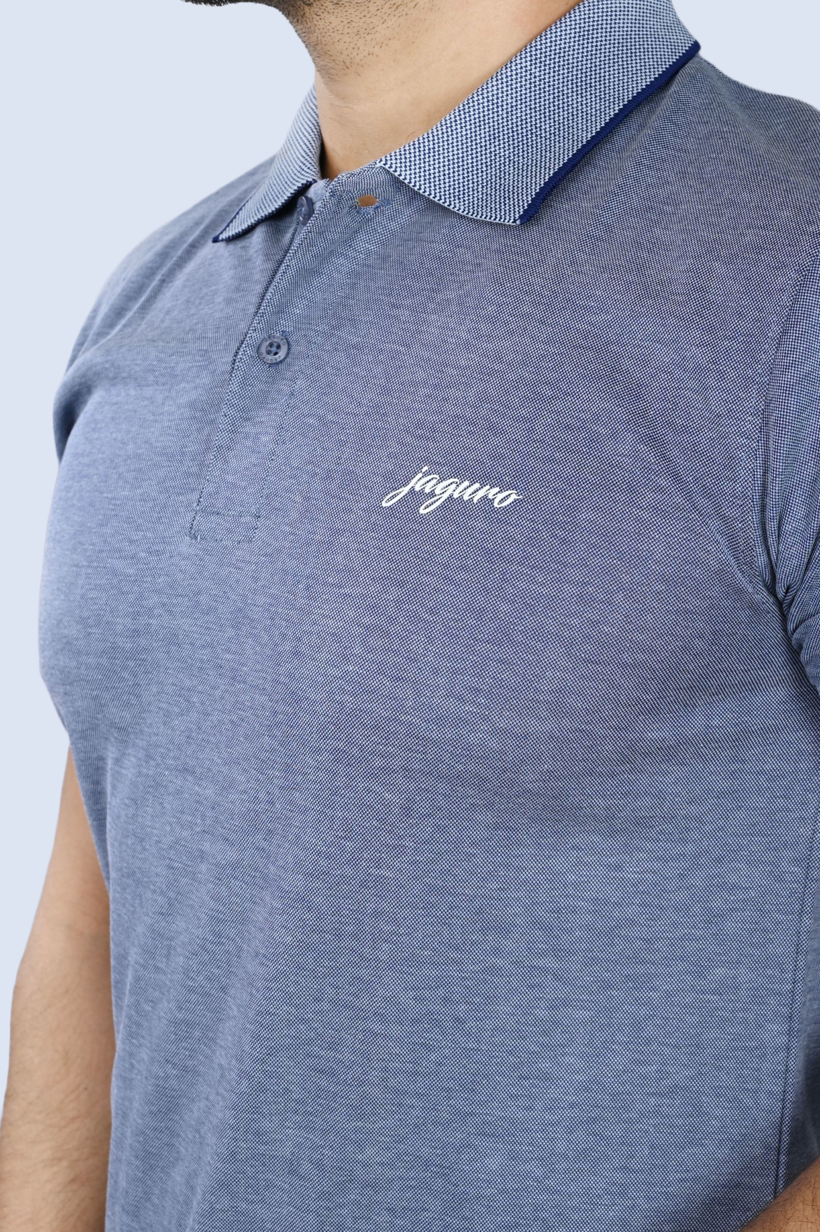 Jaguro Men's Polo T-shirt Maroon Denim Blue