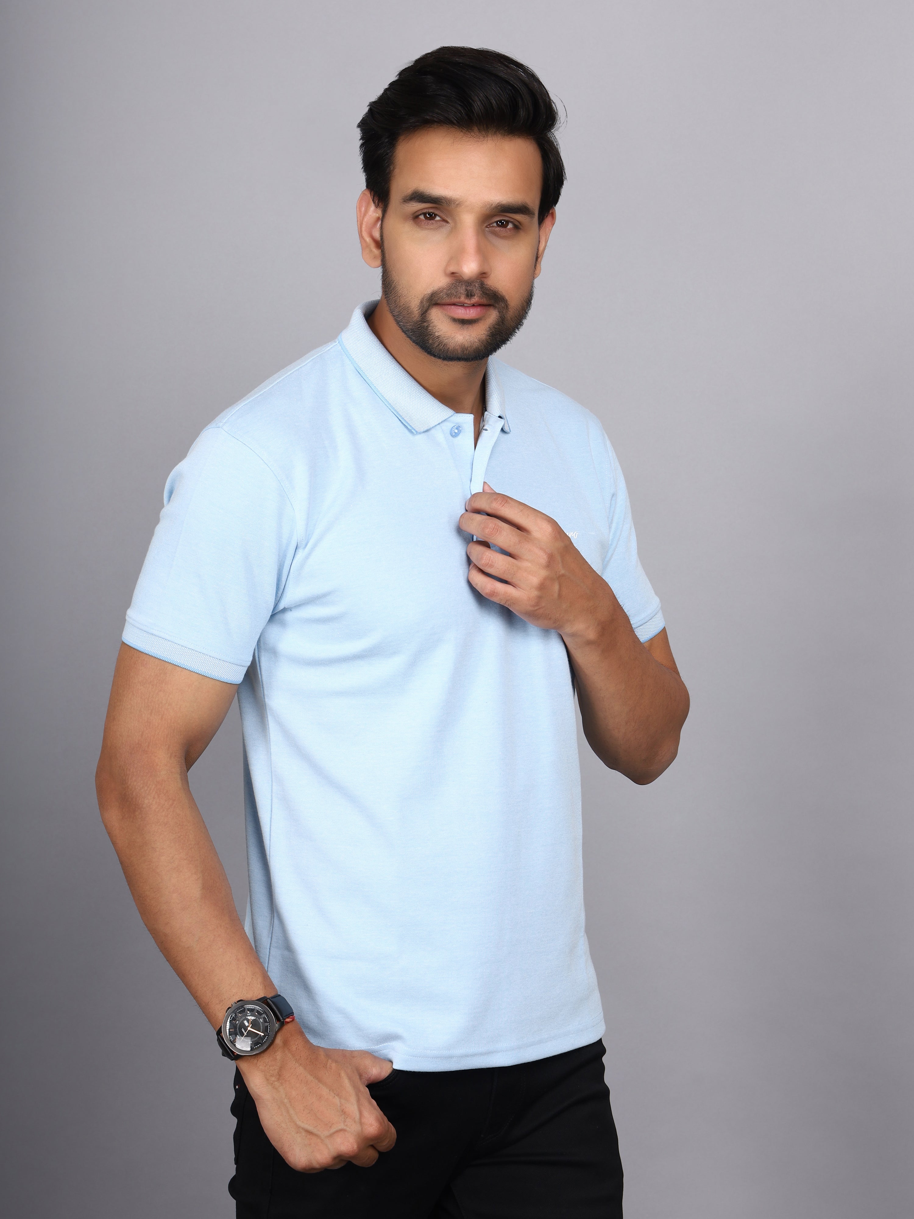 Jaguro Men's Polo T-shirt Light Blue