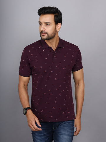 Jaguro Men's Printed T-shirt Plum Purple