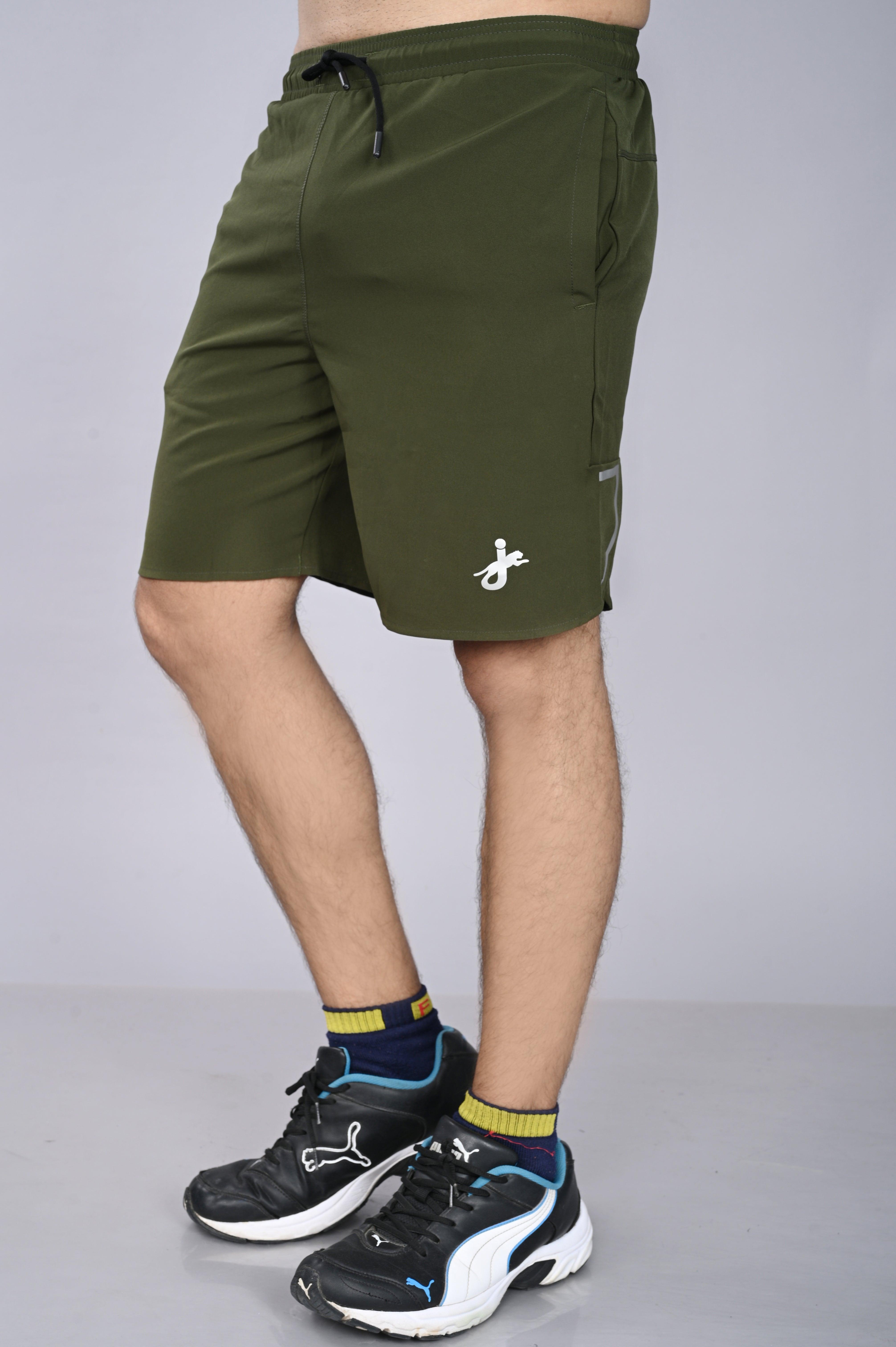 JAGURO Olive Polyester Fit Type Active wear Shorts