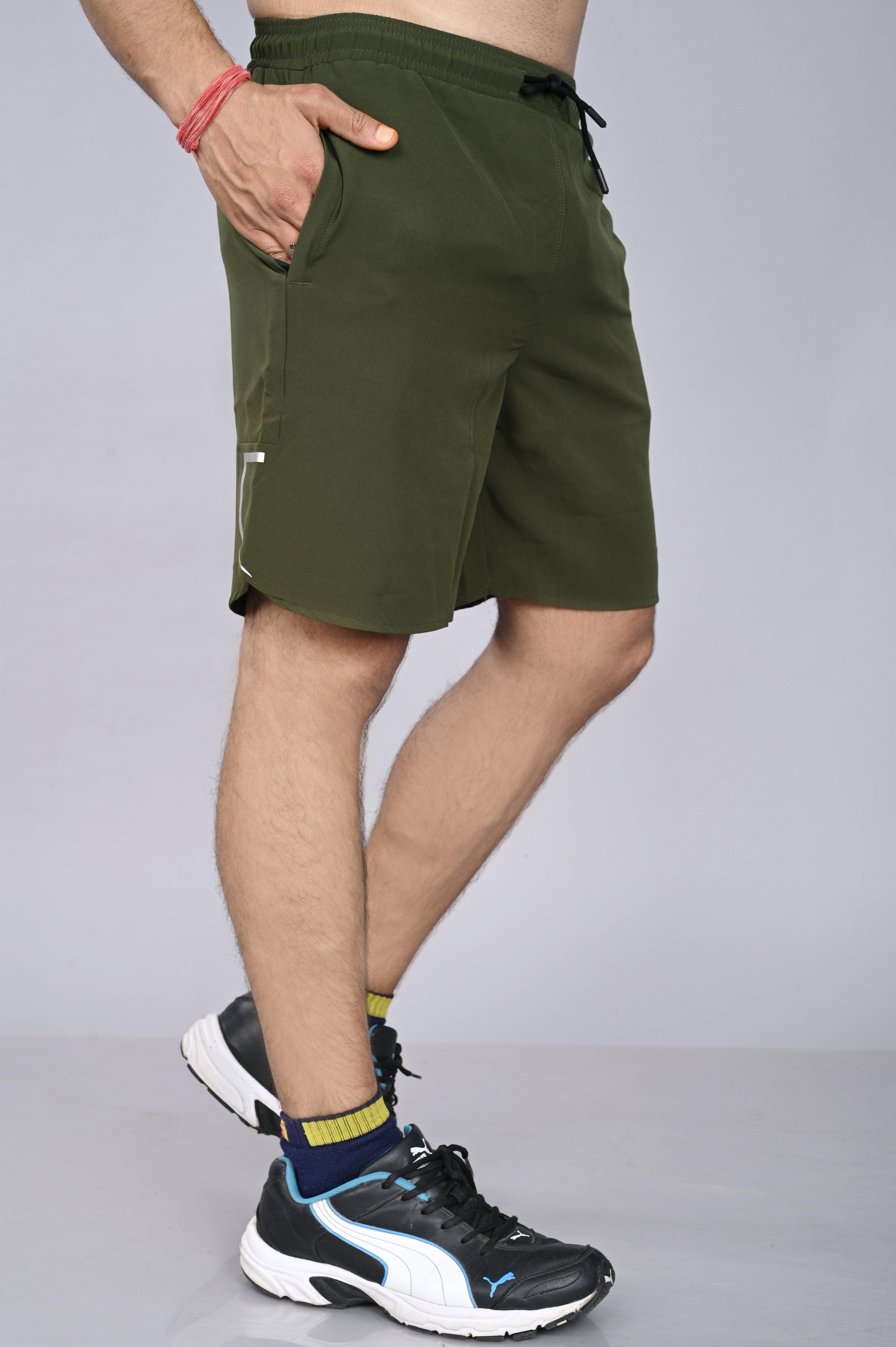 JAGURO Olive Polyester Fit Type Active wear Shorts