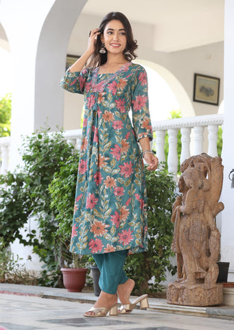 Jaguro Fashion's: Look Bold and Beautiful in Our New Pure Cotton Katta Cambric Embroidered Kurti Pant